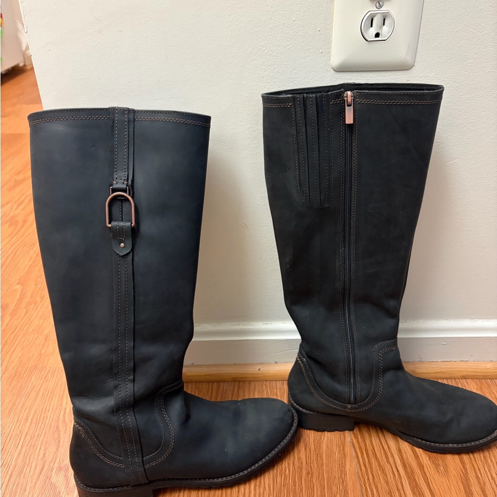 Clarks Black Knee-High Leather Boots - Style: ASPRA HI BLACK LEATHER - Picture 2 of 4